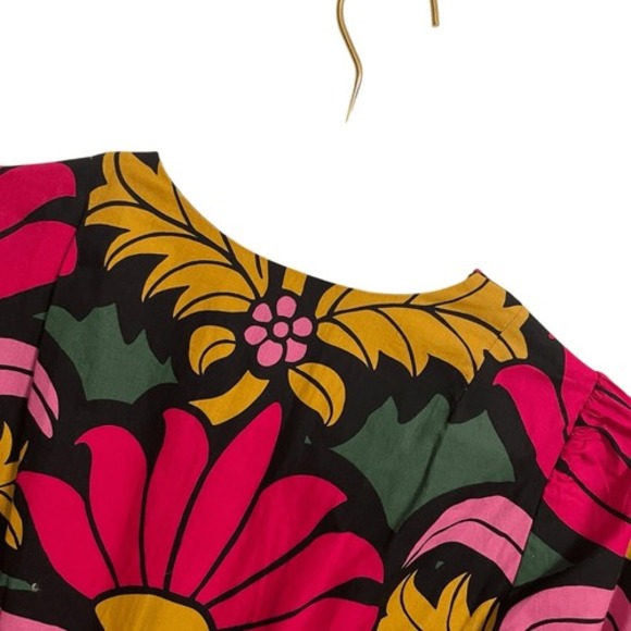 J.Crew Womens Botanical Floral Tiered Cotton Mini Dress Long Sleeve Multicolor - Picture 6 of 8